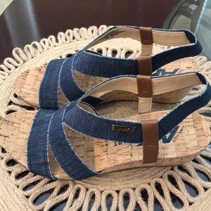 Anne Klein Blue Jean Wedge Sandals.  Brand New!